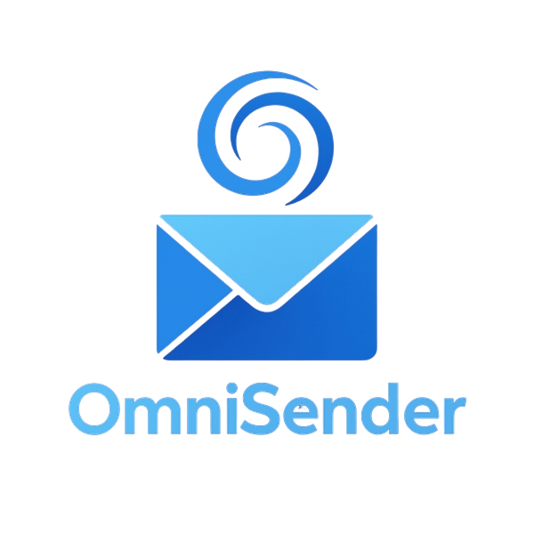 OminiSender logo: a white line-drawing of an envelope with a spiral swirl at its center, above the bold text ‘OminiSender’ and the tagline ‘Azure OpenAI Powered Cold Email Generator’.”
